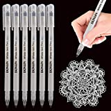 White Gel Ink Pens - 0.8MM Fine Tip, for Artists, Drawing, Sketching, Black Paper, Pack of 6