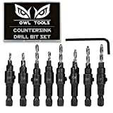 Countersink Drill Bit Set (8 Piece Set - Carpenters Quality) Counter Sinker Set for Woodworking and Carpentry