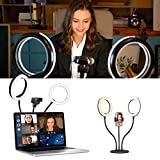 Zoom Lighting for Computer Laptop with Webcam Stand & Phone Holder - Desk Ring Light for Zoom Call Meeting Video Recording - Stream Lighting for YouTube Instagram Podcast Tiktok
