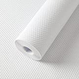 FLPMIX Shelf Liner White - Waterproof Pantry Cabinets Liners,Washable Easy to Cut Drawer Mat for Kitchens Cupboard 17.7' X 96Inch