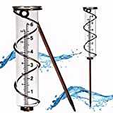 BIUWING Rain Gauge with Detachable Spiral Shap, Garden Rain Water Meter Measuring with Metal Frame, No Assembly Rain Measure Gauge for Yard Lawn Landscape (A)