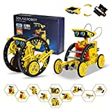 Solar Robot Kit for Kids Age 8-12, STEM Building Toys,12-in-1 Build Your Own Robot with Solar Panel & Battery Power, Science Engineering Christmas Birthday Idea Gifts for Boy Age 8 9 10 11 12
