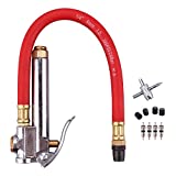 WYNNsky Bayonet Style Tire Inflator Gauge, with Heavy Duty Straight Head Air Chuck and 12' Hose - 10 to 90 PSI