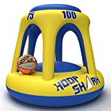 Swimming Pool Basketball Hoop Set by Hoop Shark - Yellow/Blue - Inflatable Hoop with Ball - Perfect for Competitive Water Play and Trick Shots - Ultimate Summer Toy