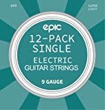 12-Pack .009 Gauge High E String Single Electric Guitar Strings Individually Wrapped 9 Gauge Pack of 12