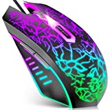 VersionTECH. Wired Gaming Mouse, Computer Mouse Ergonomic Mice with 7 LED Lights RGB Backlit, 6 Programmable Buttons, 4 Adjustable DPI for Laptop PC Gamer Desktop Chromebook Mac Games-Black