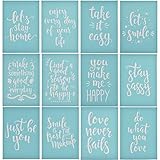YeulionCraft DIY Self-Adhesive Silk Screen Printing Stencil Letters Pattern Reusable Sign Stencils for Painting on Wood Making DIY Decoration, 12PCS