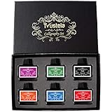 Calligraphy Ink Set | Calligraphy Set Includes 15 ml Black Ink, Blue Ink, Red Ink, Green Ink, Purple Ink and Orange Ink | Fountain Pen Ink | Dip Pen Ink | Bottled Ink for Fountain Pens | Ink Well