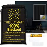 [2022 Upgraded] Portable Blackout Shades (118' x 57') Travel Window Blackout Curtains, 100% Blackout Material Temporary Blackout Blinds for Baby Nursery, Bedroom, Dorm Room, or Travel Use