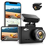 WOLFBOX 4K Dash Cam with WiFi GPS Dashboard Camera Front 4K/2.5K and Rear 1080P Dual Car Recorder, Mini Security DashCam with 2.45' LCD, 170° Wide Angle, Support 128GB Max