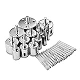 30Pcs Diamond Drill Bits Glass Hole Saw Drill Bit Set Cutting Remover Tools for Glass Porcelain Tile Ceramic Marble Granite Bottles DIY(6mm-50mm)