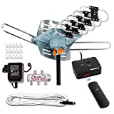 Five Star [Newest 2020] HDTV Antenna Amplified Digital Outdoor Antenna 150 Miles Range, 360 Degree Rotation Wireless Remote, with 40FT RG6 Coax Cable Installation Kit Supports 5 TVs