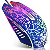 VersionTECH. Wired Gaming Mouse, Ergonomic USB Optical Mouse Mice with Chroma RGB Backlit, 1200 to 3600 DPI for Laptop PC Computer Games & Work – Blue