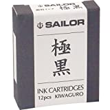 Sailor Refills Kiwa-Guro Super Black 12-Pack Fountain Pen Cartridge - 13-0602-120