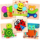 GEPER Wooden Puzzles for Toddlers 1-3, Animal Shape Toddler Puzzles Montessori Toy for 1 2 3 Year Old Boys Girls, Learning Educational Toys for Toddlers Early Development and Activity Toys Gifts