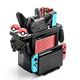 Controller Charger for Nintendo Switch, Charging Dock for Nintendo Switch 2 Joy-Cons, 2 Online NES controllers, 2 Pro Controllers and 2 Poke Ball Plus, Storage Stand for Nintendo Switch Games and Dock
