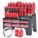 HORUSDY 102-Piece Magnetic Screwdriver Set with Plastic Racking, Includs Precision screwdriver and Magnetizer Demagnetizer DIY Tools for Men Tools Gift