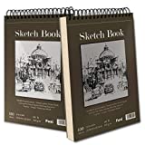 9' x 12' Sketch Book, Top Spiral Bound Sketch Pad, 2 Packs 100-Sheets Each (68lb/100gsm), Acid Free Art Sketchbook Artistic Drawing Painting Writing Paper for Kids Adults Beginners Artists