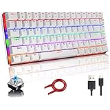FELiCON Mechanical Keyboard, AK33 Rainbow LED Backlit USB Cable Gaming Mechanical Keyboard, 82-Key Compact Mechanical Gaming Keyboard with Anti-ghosting Keys for Gamers and Typists