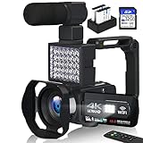 4K Video Camera Camcorder,4K 48MP Vlogging Camera for YouTube, 18X Digital Zoom 3.0' 270°Rotatable Touch Screen Video Recording Camera with WiFi Camcorder, Remote Control, 32GB SD Card and 2 Batteries