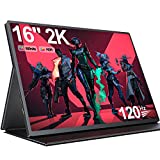 UPERFECT 2K 120Hz Portable Gaming Monitor, 16' 2560x1600 QHD Portable Monitor 500 Nits HDR FreeSync Laptop Monitor w/VESA & Smart Case Matte IPS Eye Care External Second Screen for Switch, Xbox, PS5