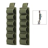 2 Packs Shell Holder for Rifle Shotgun Cartridge Ammo 12/20/28 Gauge Shell Carrier Buttstock Organizer MOLLE Utility Pouch Hook and Loop Green