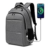 Backpack for Men,Travel Laptop Backpack with USB Charging/Headphone Port,Durable Water Resistant Bookbag College School Student Backpacks Laptop Bag Women Fits 15.6 Inch Computer and Notebook,Grey