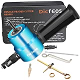 Dicfeos Double Head Metal Sheet Nibbler Cutter with Circle Cutting Accessories, Drill Attachment with Wrench and Parts, Maximum 14 Gauge Steel