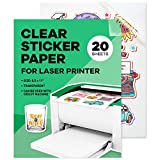 Clear Sticker Paper for Laser Printer (20 Sheets- 8.5 x 11) - Clear Vinyl Sticker Paper - Sticker Labels for Printer - Clear Labels for Printer - Vinyl Sticker Paper // Paper Plan