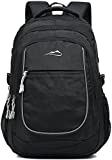 Backpack Bookbag for School College Student Sturdy Travel Business Hiking Fit Laptop Up to 15.6 Inch Multi Compartment Gifts for Men Women Night Light Reflective (Black)