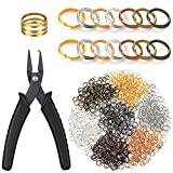 Hotop 1402 Pieces Split Jump Rings Set, Double Closed Jump Ring MultiColor Jewelry Split Rings with Craft Jump Loop Opener and Split Ring Plier for DIY Necklace Bracelet Craft Making, Multi Colors