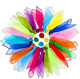 Square Dance Scarves, 24 Pcs Juggling Scarf Props Magic Trick Silk Scarves Music Movement Scarf 12 Colors 24 by 24 Inches
