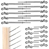 Muzata 10Set Cable Railing Kit 1/8' Swage Toggle Turnbuckle Hardware T316 Stainless Steel for Wood Post WoodEasy System Angle 180° Adjustable Stairs Deck 10 Cable Lines CK07 NN1,CA4 CA5…