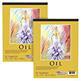 U.S. Art Supply 9' x 12' Premium Heavy-Weight Oil Painting Paper Pad, 90 Pound (190gsm), Pad of 15-Sheets (Pack of 2 Pads)