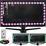 Power Practical LED Lights for TV in Living Room or Bedroom, Luminoodle Backlight, USB Powered Strips w/ Remote for 15 Ambient Color Bias Lighting Options & 10 Brightness Modes, Size (60'-80' TV)