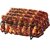 Sorbus® Non-Stick Rib Rack – Porcelain Coated Steel Roasting Stand – Holds 4 Rib Racks for Grilling & Barbecuing (Black)