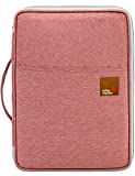 Multi-Functional A4 Document Bags Portfolio Organizer-Waterproof Travel Pouch Zippered Case for Ipads, Notebooks, Pens, Documents by Mygreen (Salmon Pink)