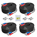 ANNKE 4 Pack 30M/100ft All-in-One Video Power Cables, BNC Extension Security Wire Cord for CCTV Surveillance DVR System Installation, Free BNC RCA Connector and 100pcs Cable Clips Included (Black)