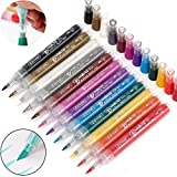 ZEYAR Acrylic Paint Pens Brush Tip, Valve-action Structure, Waterproof Ink, Writes on Paper, Rock, Rubber, Ceramics, Wood, Glass and more, Patented Product (12 Classic Colors)