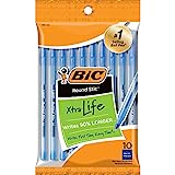 BIC Round Stic Xtra Life Ballpoint Pen, Medium Point (1.0mm), Blue, 10-Count