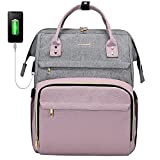 LOVEVOOK Laptop Backpack for Women Fashion Business Computer Backpacks Travel Bags Purse Student Bookbag Teacher Doctor Nurse Work Backpack with USB Port, Fits 15.6-Inch Laptop Grey-Light Purple