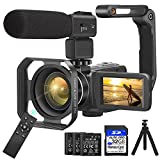 KOMERY Camcorders Video Camera 4K 56MP UHD Video Camera for YouTube with External Mic Video Camera Camcorder with 32G SD Card 2.4G Remote IR Night Vision, 18X Digital Zoom Camcorder WiFi