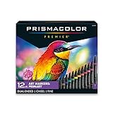 Prismacolor Premier Double-Ended Art Markers, Fine and Chisel Tip, 12 Pack