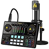 Audio Interface with XLR Condenser Microphone, MAONO MaonoCaster All-In-One Podcast Equipment Bundle for Podcast Recording, Streaming, Voice Over, Youtube, DJ, PC, Guitar (AME2A)