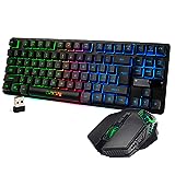 Wireless Gaming Keyboard and Mouse Combo Rechargeable Led Backlit Key Board Mice Wired for PS4 PS5 Switch Laptop Computer Compatible with Windows XP 7/8/10 Linux iMac MacBook Xbox one X