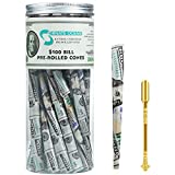 Ornate Ocean Dollar Pre Rolled Cones 50 Cones King Size Hundred Dollar Bill Rolling Papers with Tips | Rolling Paper Wraps Slow Burn Metal Accessory