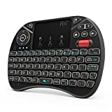 Mini Wireless Keyboard,Rii i8X Portable 2.4GHz Wireless Keyboard with Touchpad Mouse, LED Backlit, Rechargable Li-ion Battery-Black