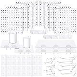 58 Pieces Pegboard Organizer Kits Pegboard Wall Panel Plastic Pegboard Mount Display with Pegboard Accessories Include Storage Boards Buckets and Hooks for Craft Room Garage Kitchen Office (White)