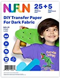 NuFun Activities Heat Transfer Paper for T Shirts, Dark Fabrics, Inkjet Printable Iron On Transfer for T-Shirts, 8.5 x 11 inch, Make Your own Custom T-Shirt, 25 Sheets