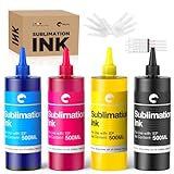 Hiipoo 2000ml Sublimation Ink Refilled Bottles Work with WF7710 ET2760 ET2720 ET2803 ET2800 ET15000 C88 C88+ Inkjet Printers Heat Press Transfer on Mugs Plates T-Shirts Pillows Phone Case